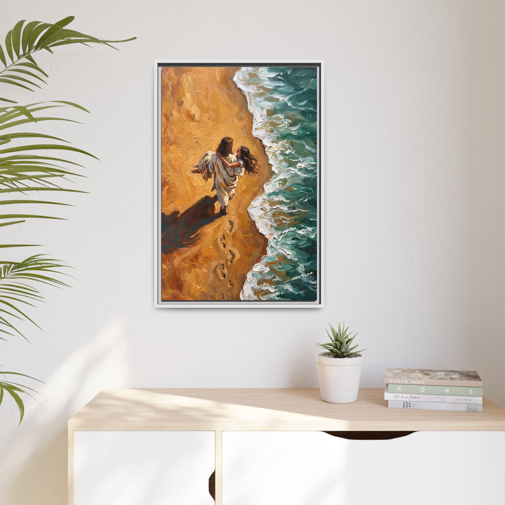 Carried in His Arms – Framed Canvas