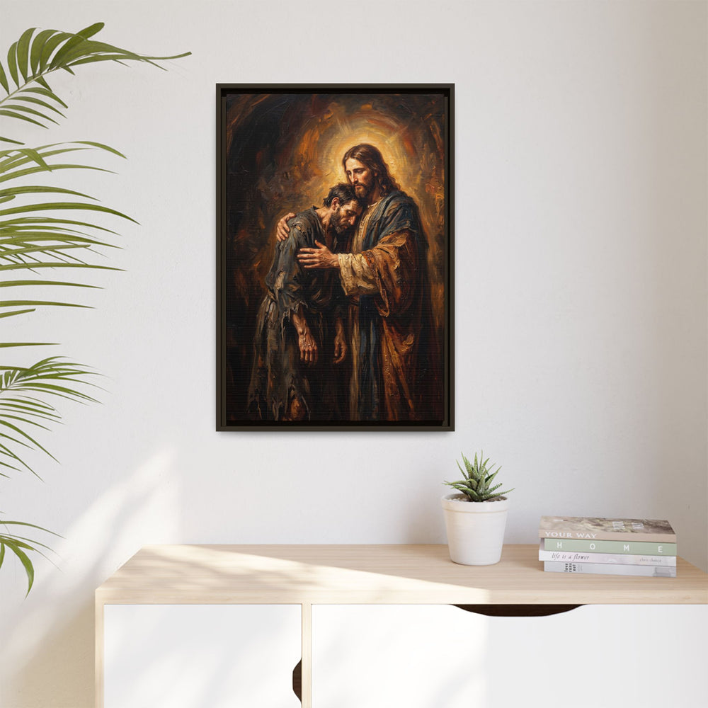 The Embrace of Christ – Framed Canvas