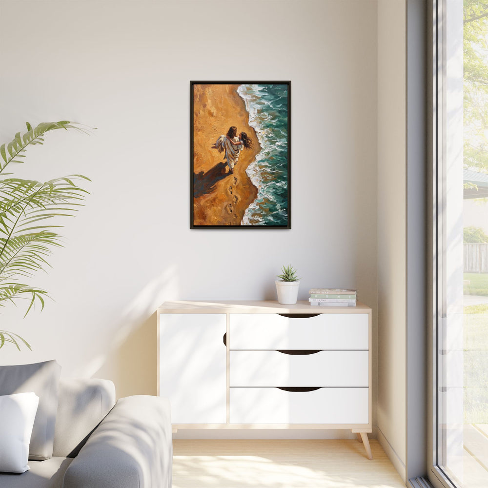Carried in His Arms – Framed Canvas