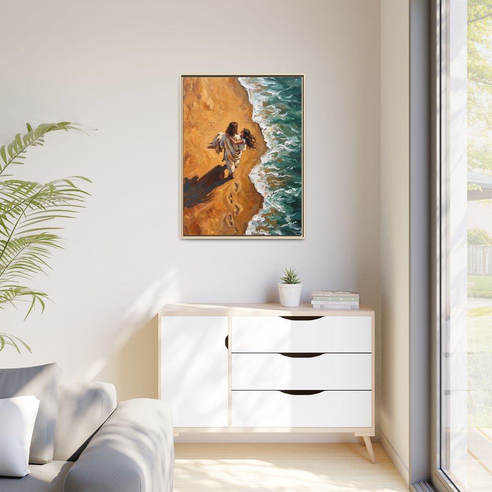 Carried in His Arms – Framed Canvas