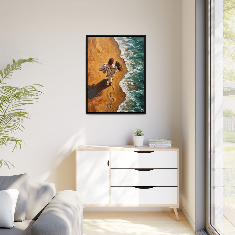 Carried in His Arms – Framed Canvas