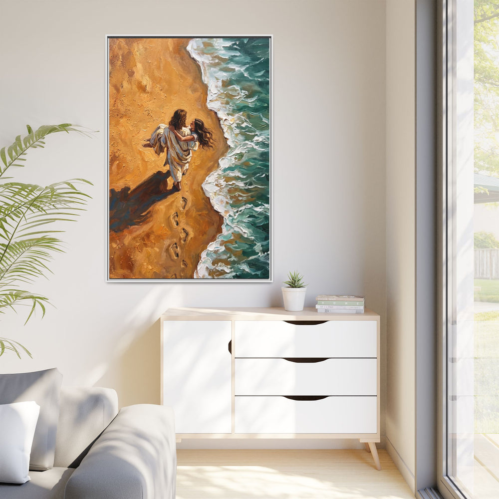 Carried in His Arms – Framed Canvas