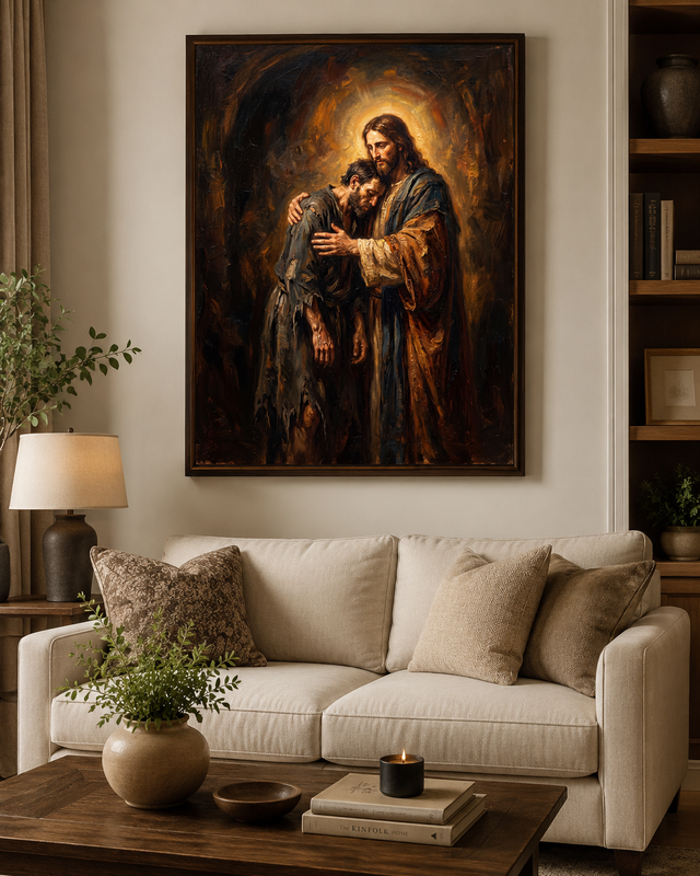 The Embrace of Christ – Framed Canvas