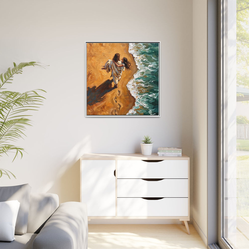 Carried in His Arms – Framed Canvas
