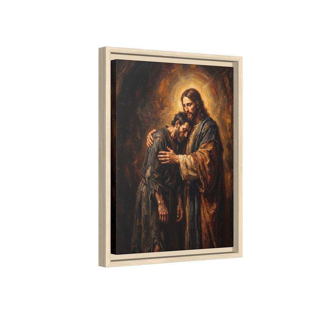 Die Umarmung Christi – Gerahmte Leinwand