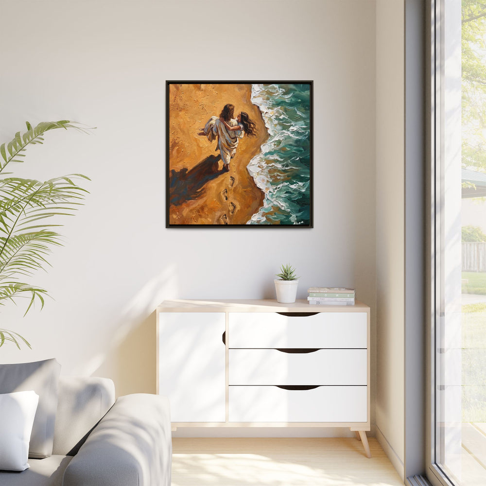 Carried in His Arms – Framed Canvas