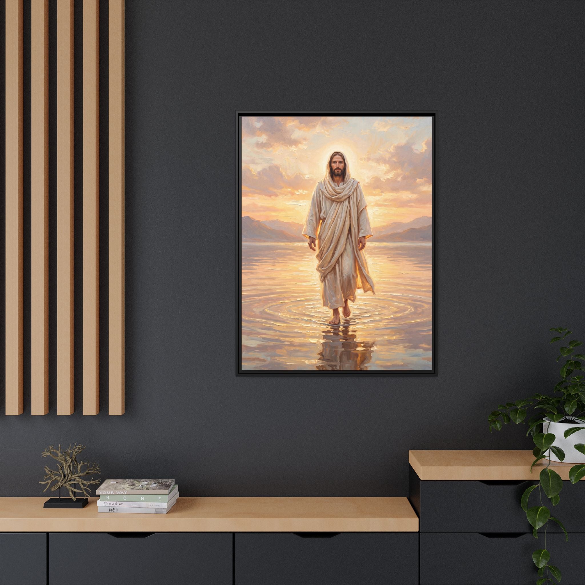 By the Shore at Dawn – Framed Canvas