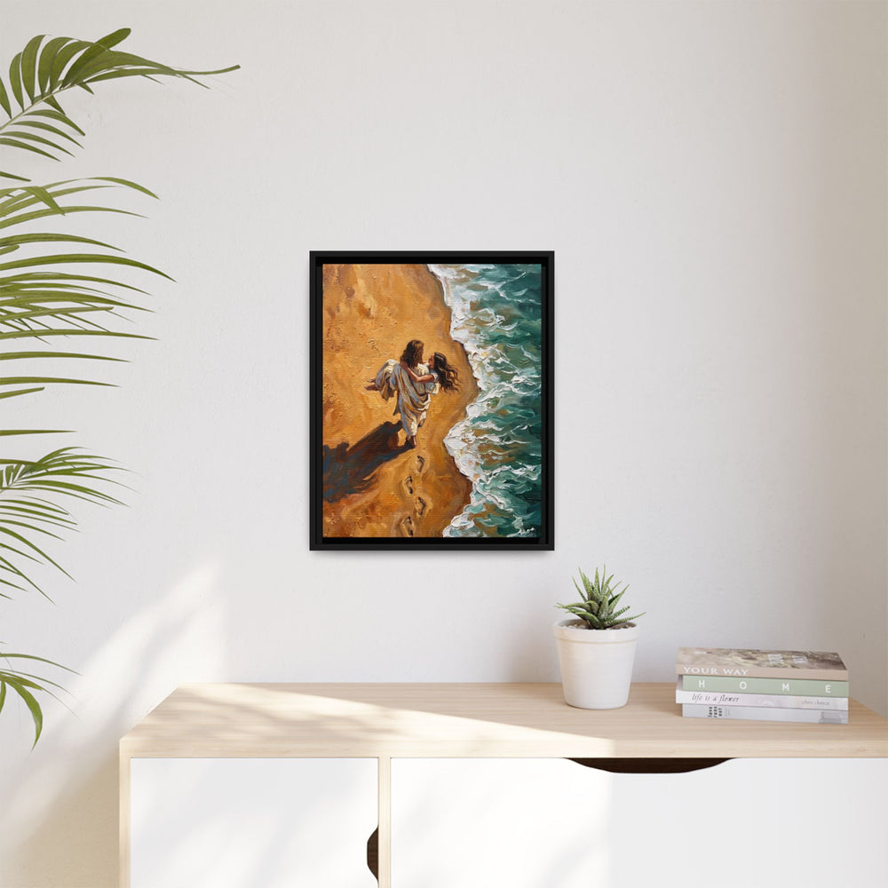 Carried in His Arms – Framed Canvas