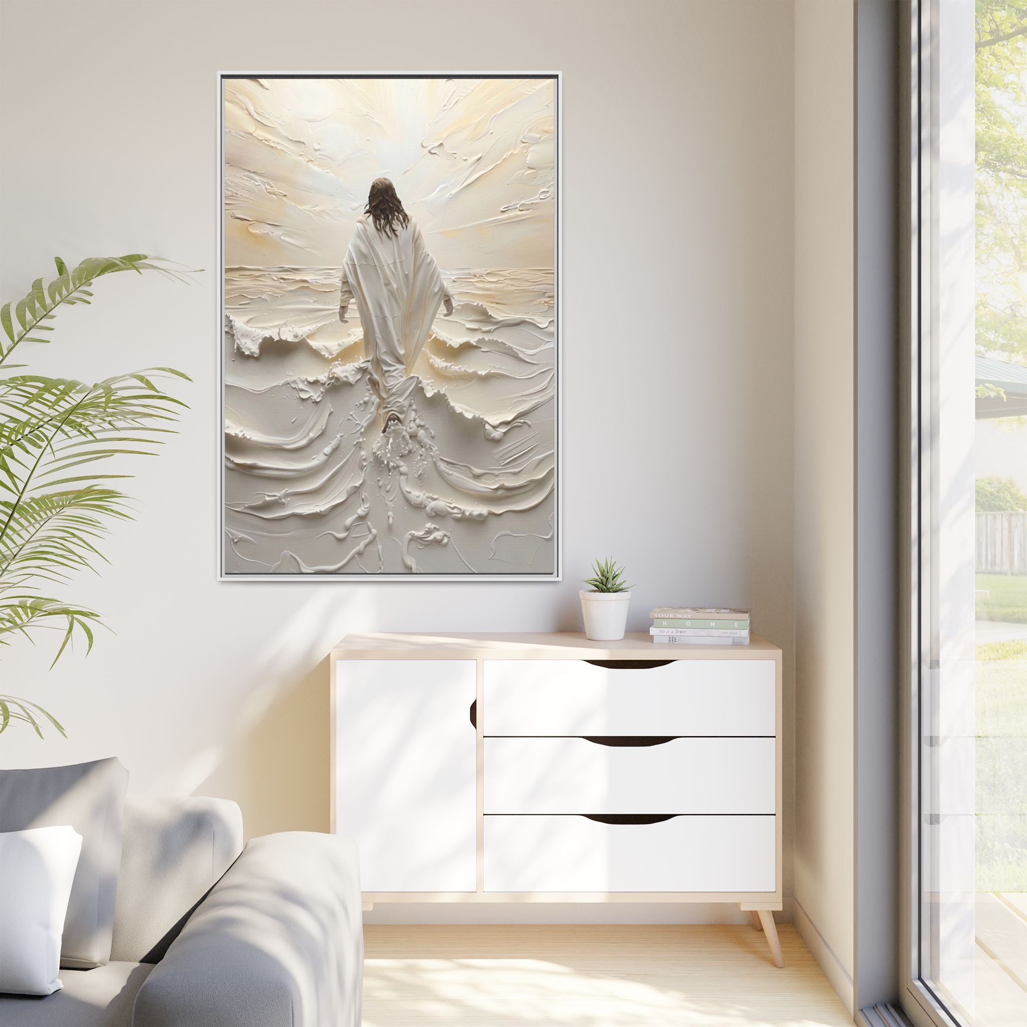 Christus auf den Wellen – Gerahmte Leinwand