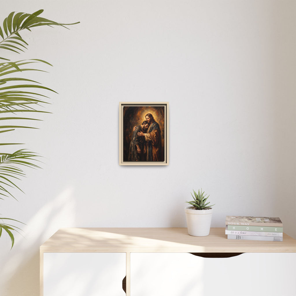 Die Umarmung Christi – Gerahmte Leinwand