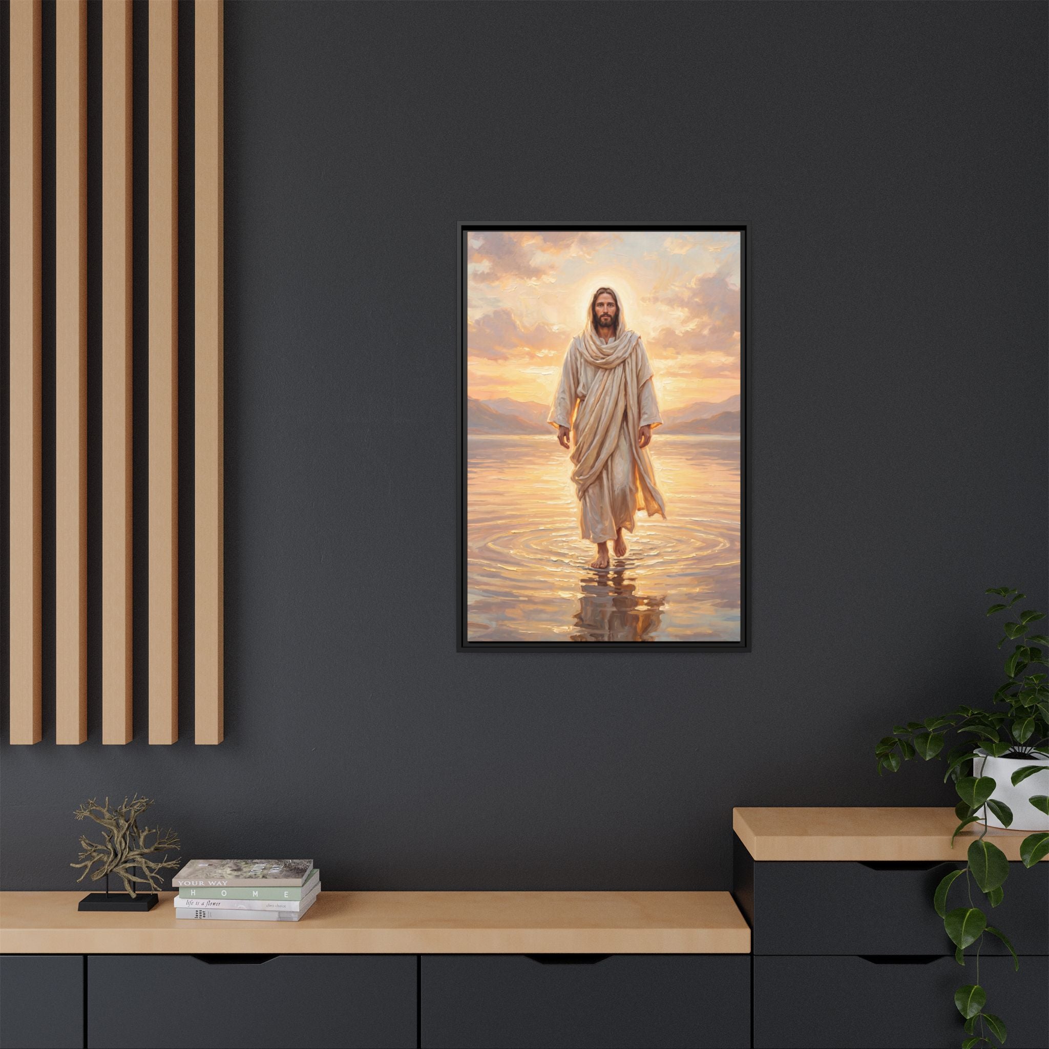 By the Shore at Dawn – Framed Canvas