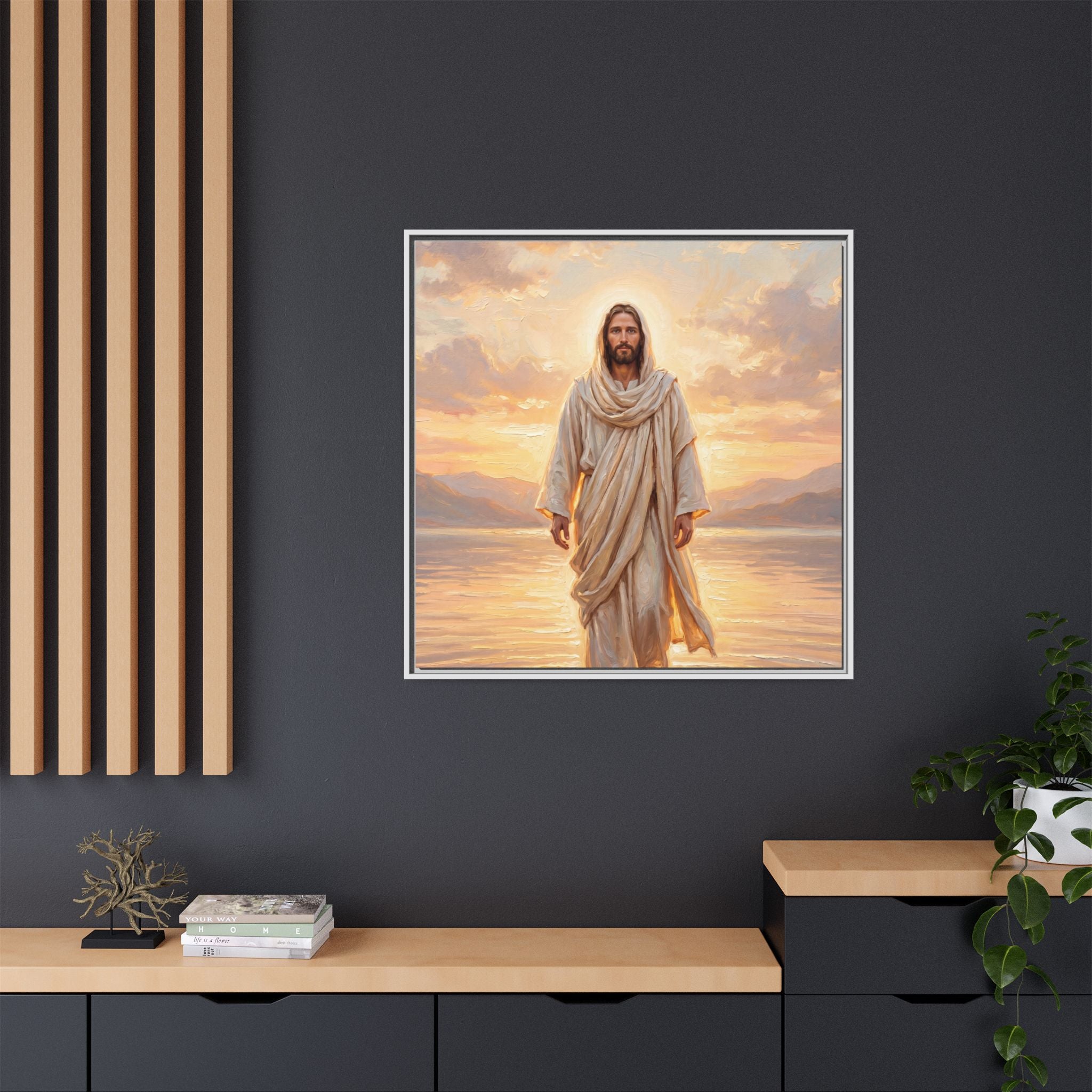 By the Shore at Dawn – Framed Canvas