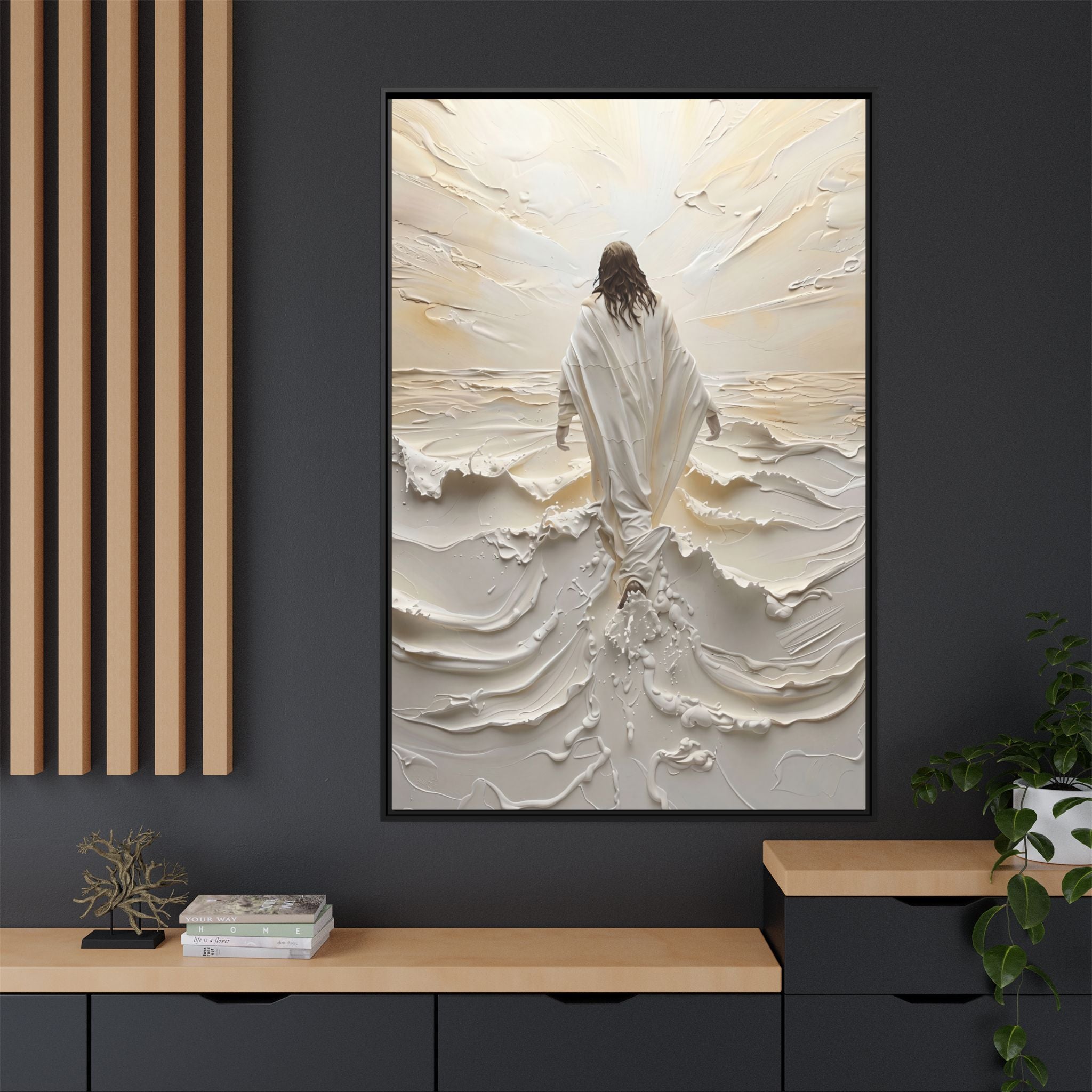 Christus auf den Wellen – Gerahmte Leinwand