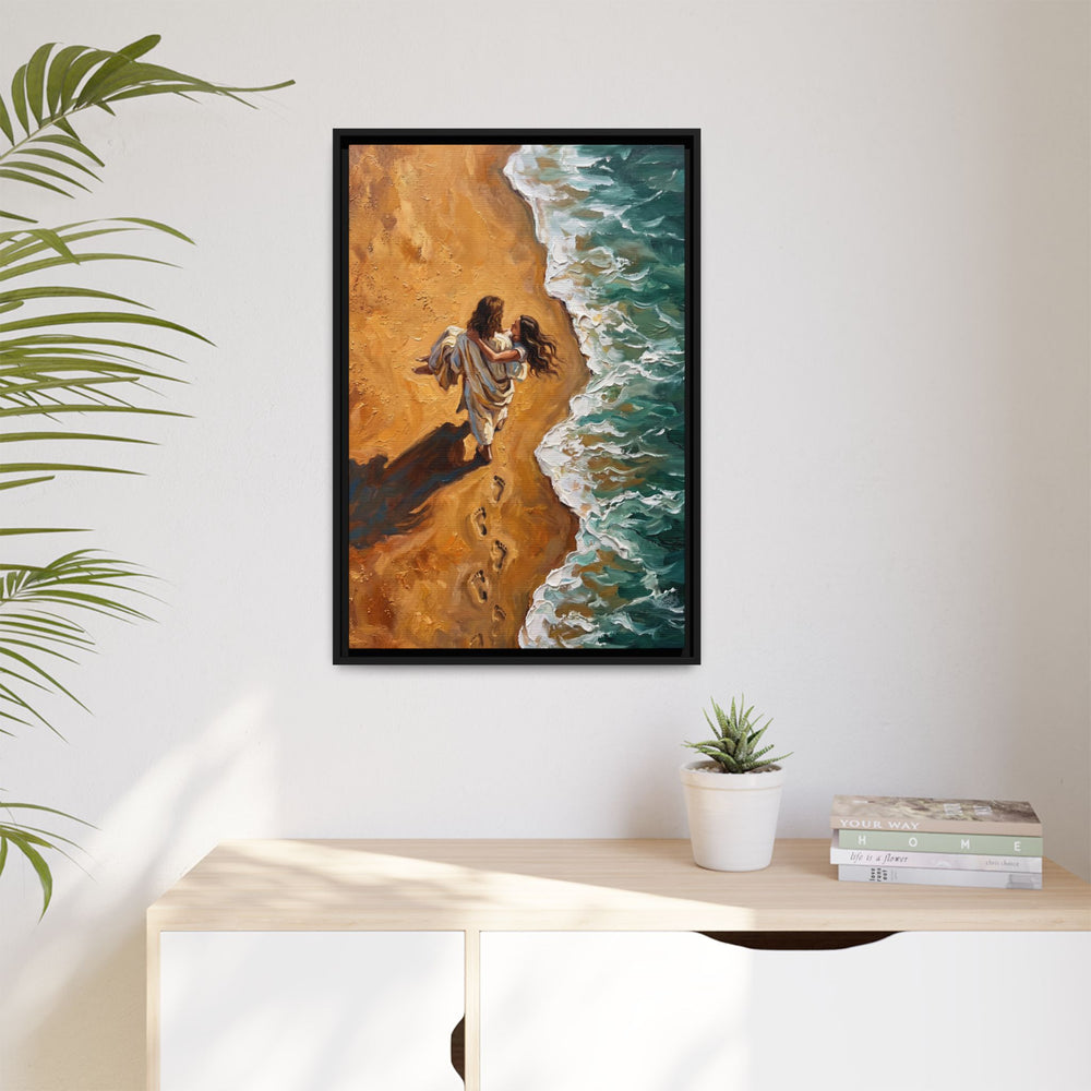 Carried in His Arms – Framed Canvas