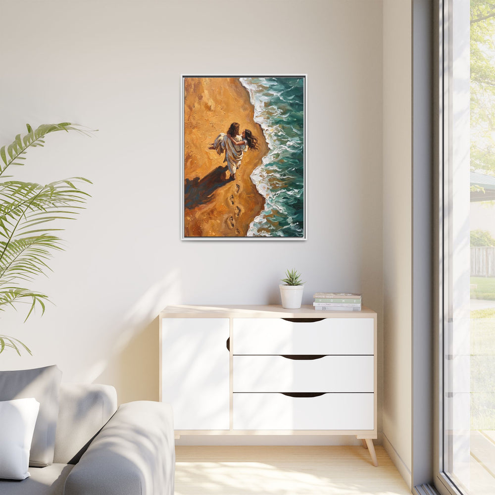 Carried in His Arms – Framed Canvas