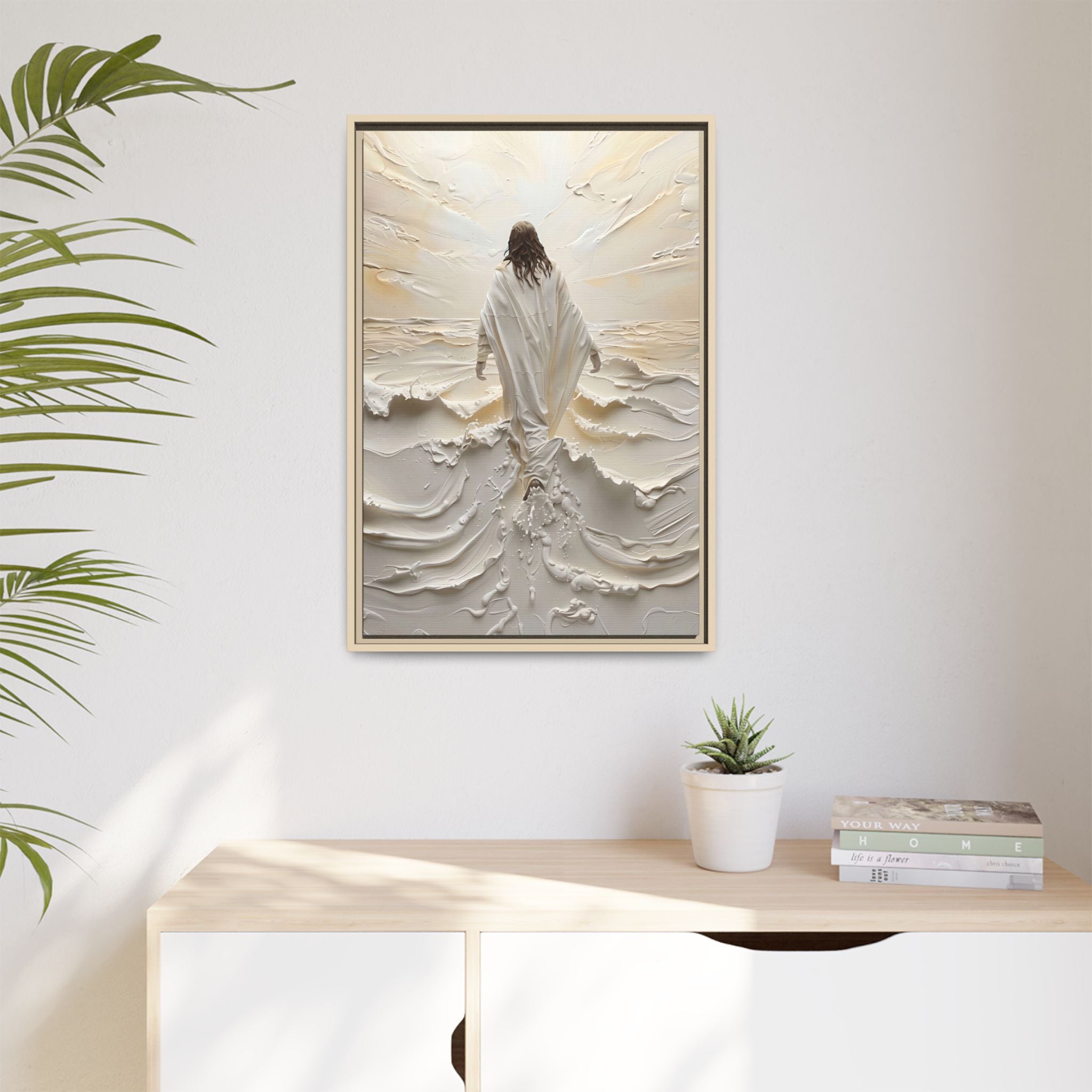 Christus auf den Wellen – Gerahmte Leinwand