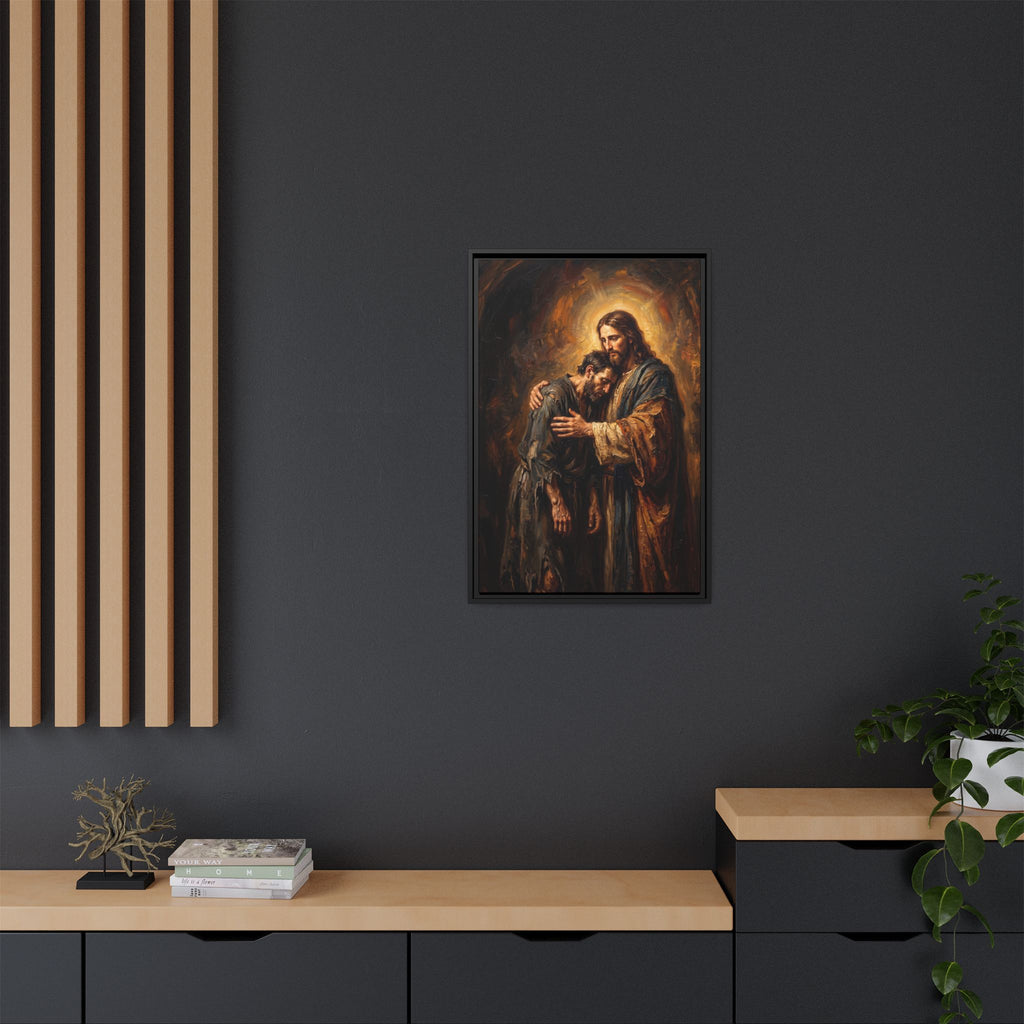 Die Umarmung Christi – Gerahmte Leinwand