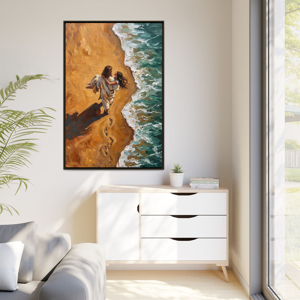 Carried in His Arms – Framed Canvas