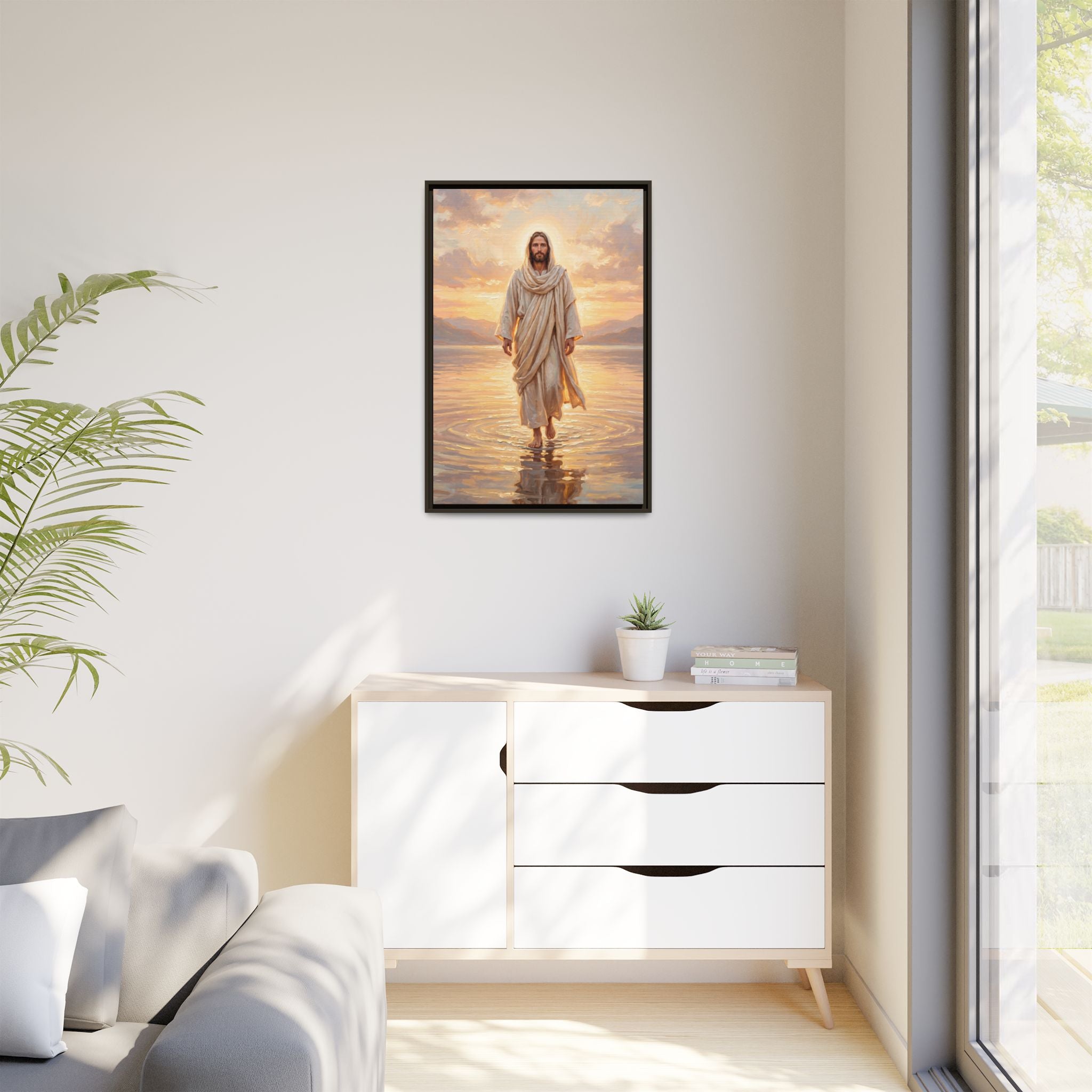 By the Shore at Dawn – Framed Canvas