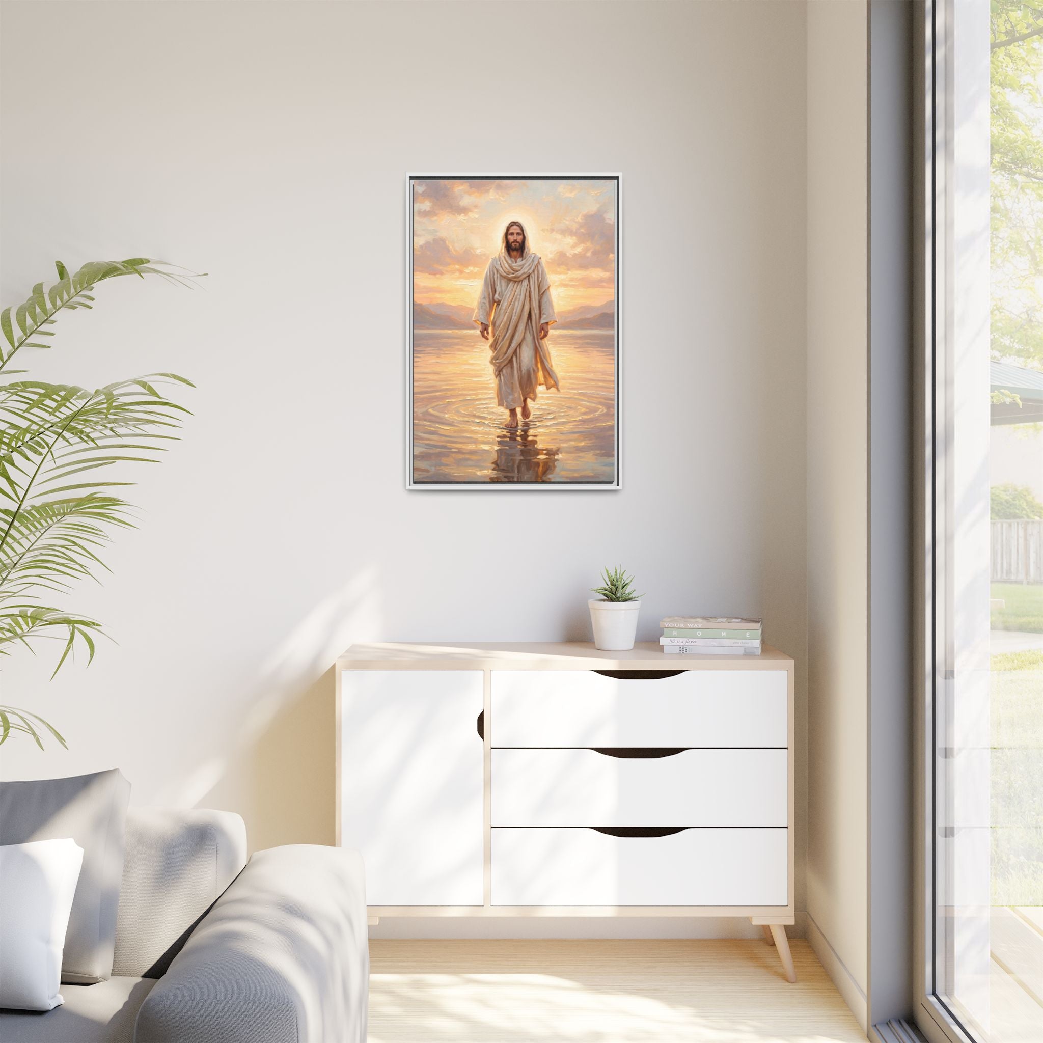 By the Shore at Dawn – Framed Canvas