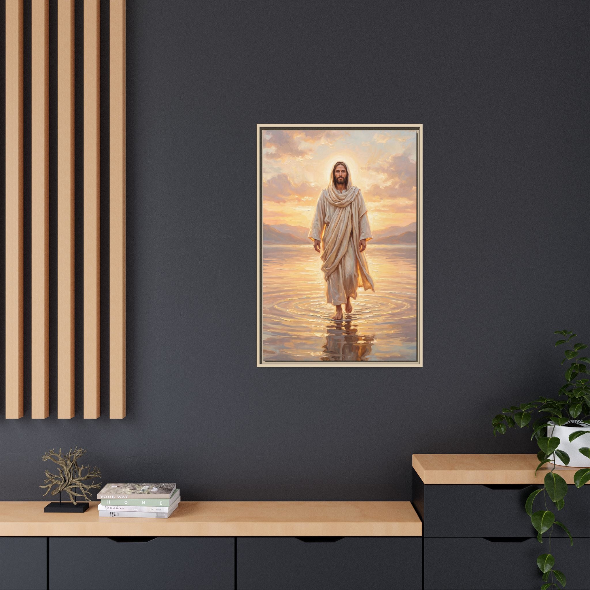 By the Shore at Dawn – Framed Canvas