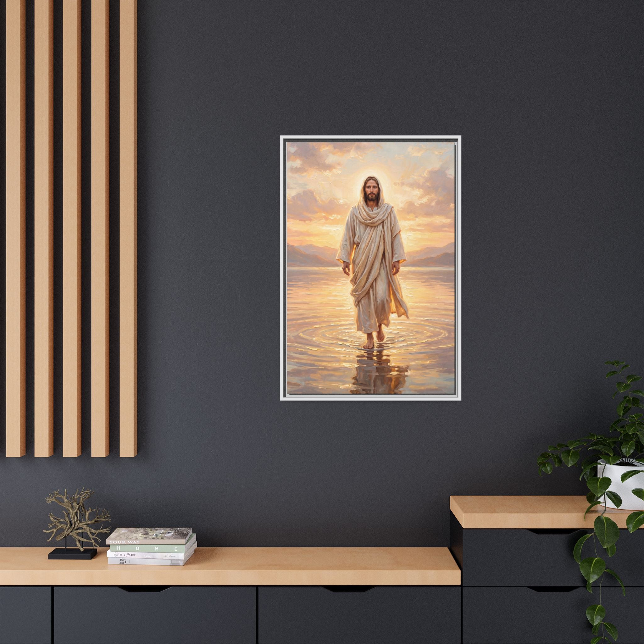 By the Shore at Dawn – Framed Canvas