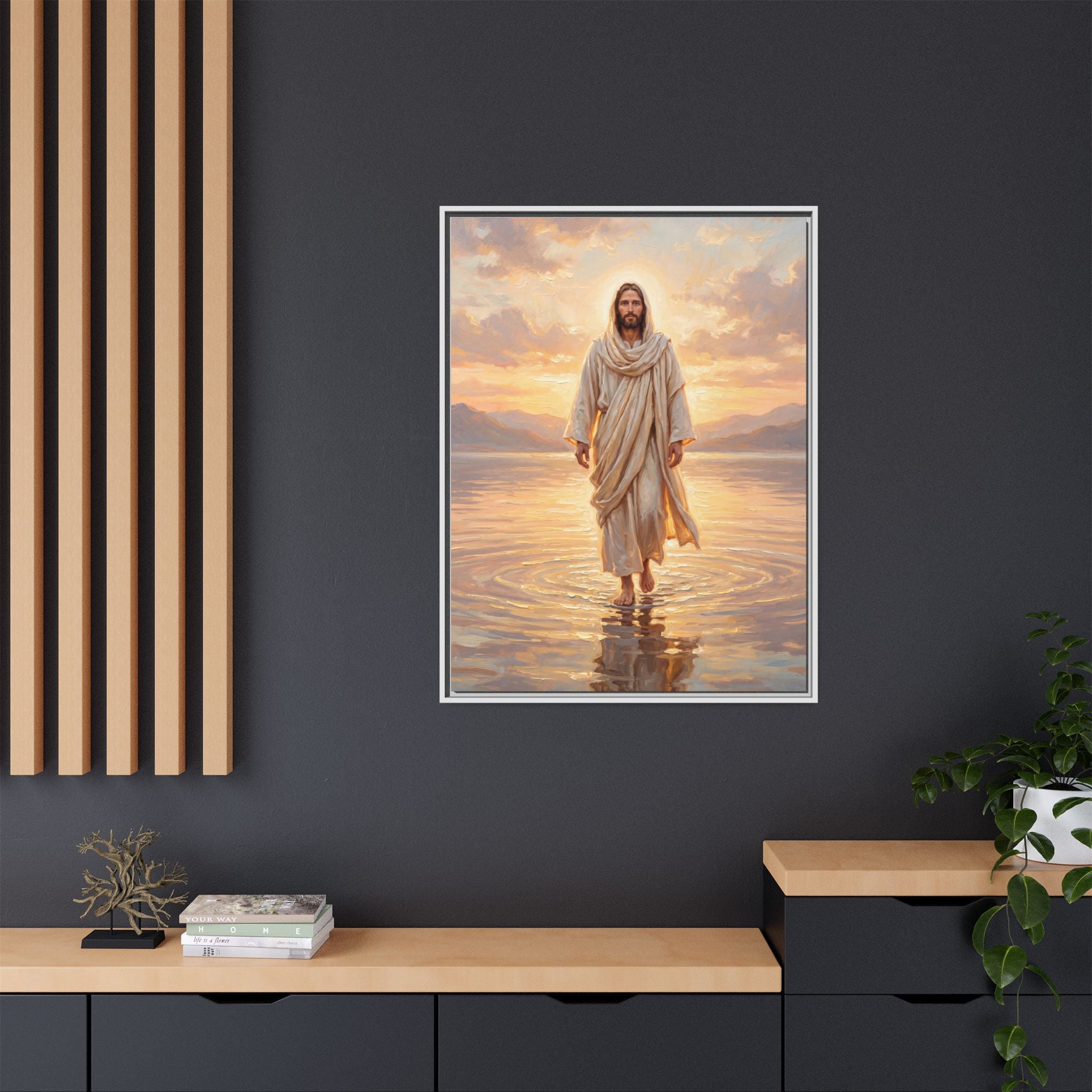 By the Shore at Dawn – Framed Canvas