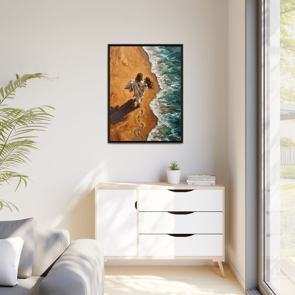 Carried in His Arms – Framed Canvas