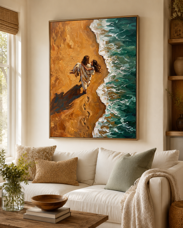 Carried in His Arms – Framed Canvas